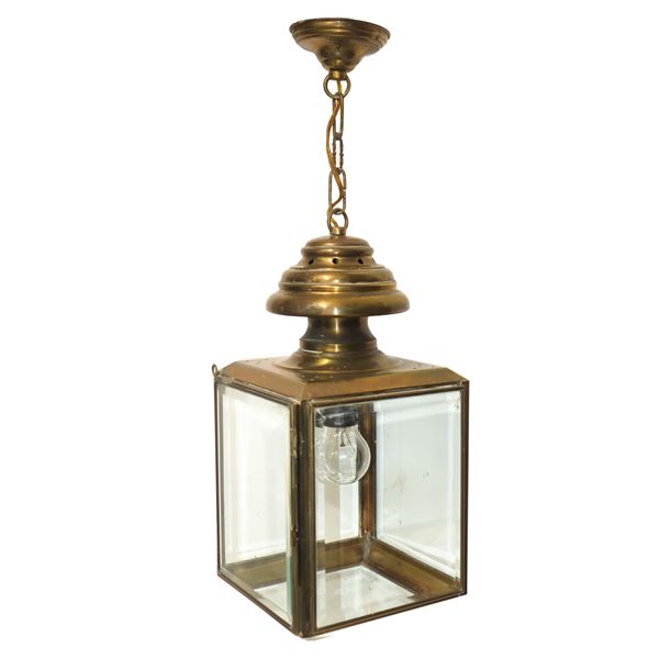 Nautical style brass and cut glass lantern