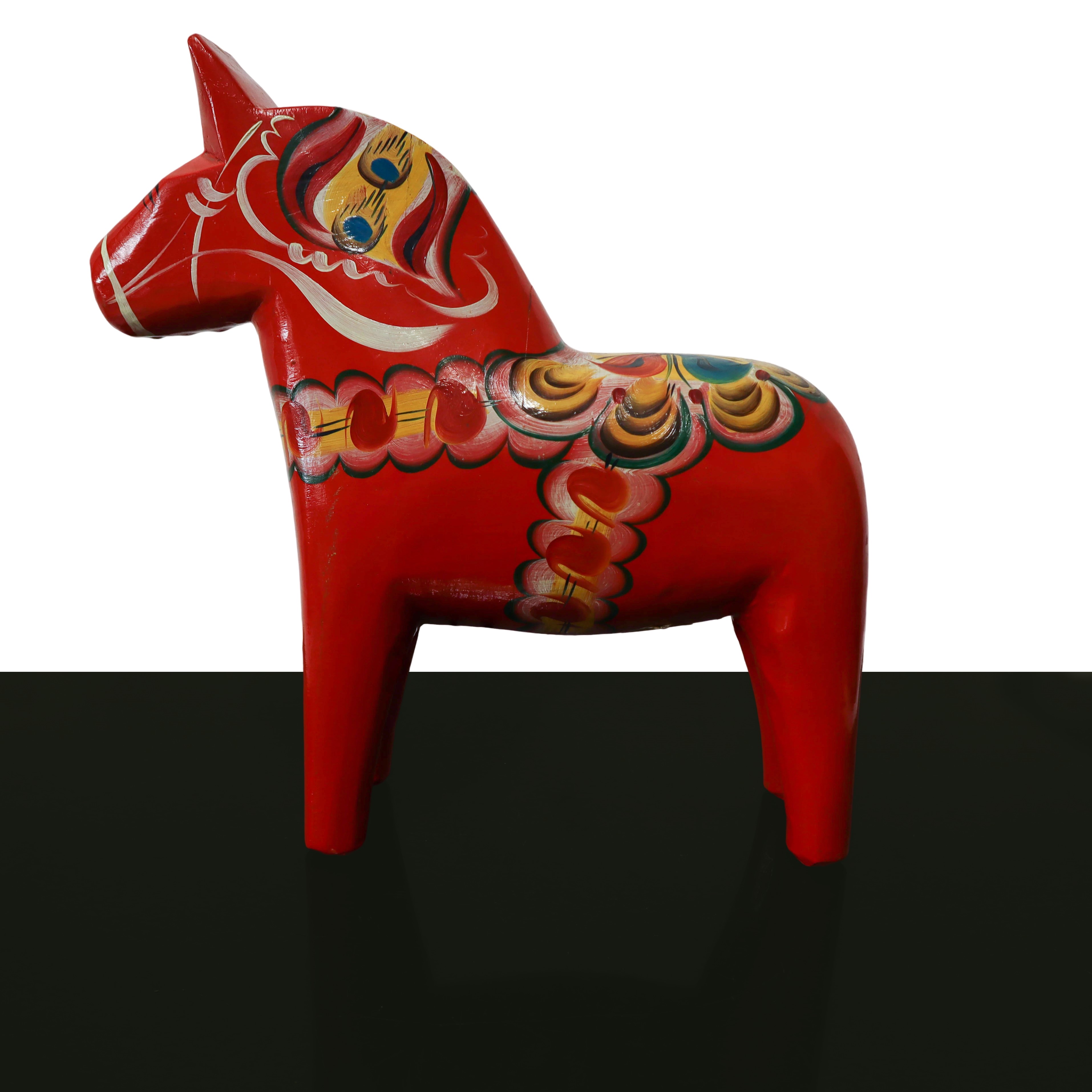 Nils Olsson Sveden - Cavallo Vintage in Legno Rosso Laccato e Dipinto