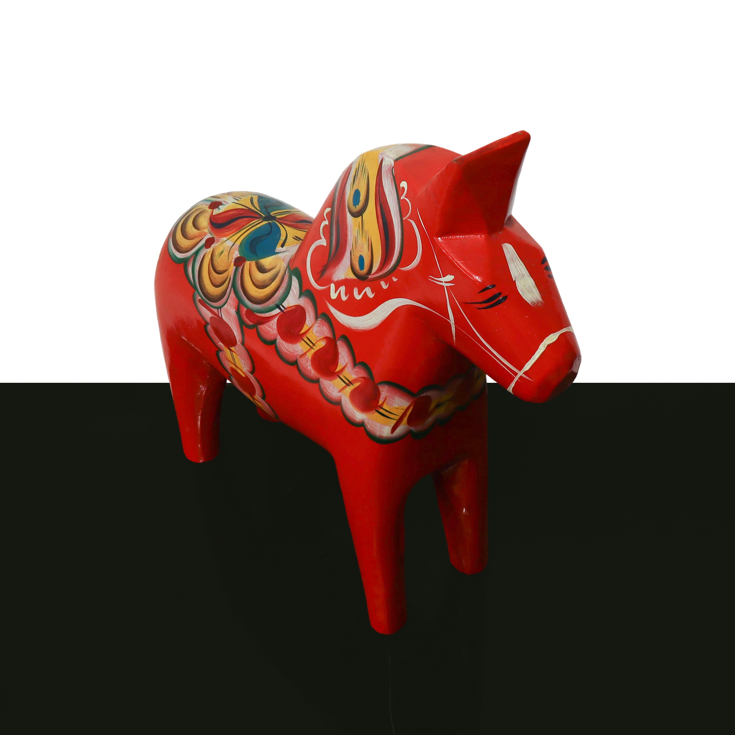 Nils Olsson Sveden - Cavallo Vintage in Legno Rosso Laccato e Dipinto