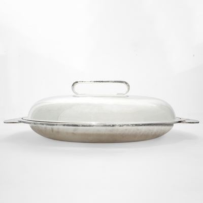 Legumiera in metallo silver plated con coperchio, cm 44x28