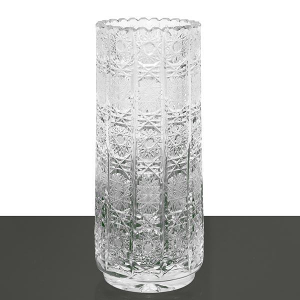 Bohemian crystal vase carved with stars