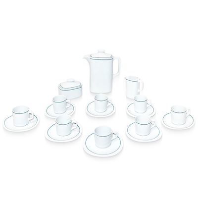 Bernardaud, Servizio da caffè in stile Decò, bianco con bordo verde