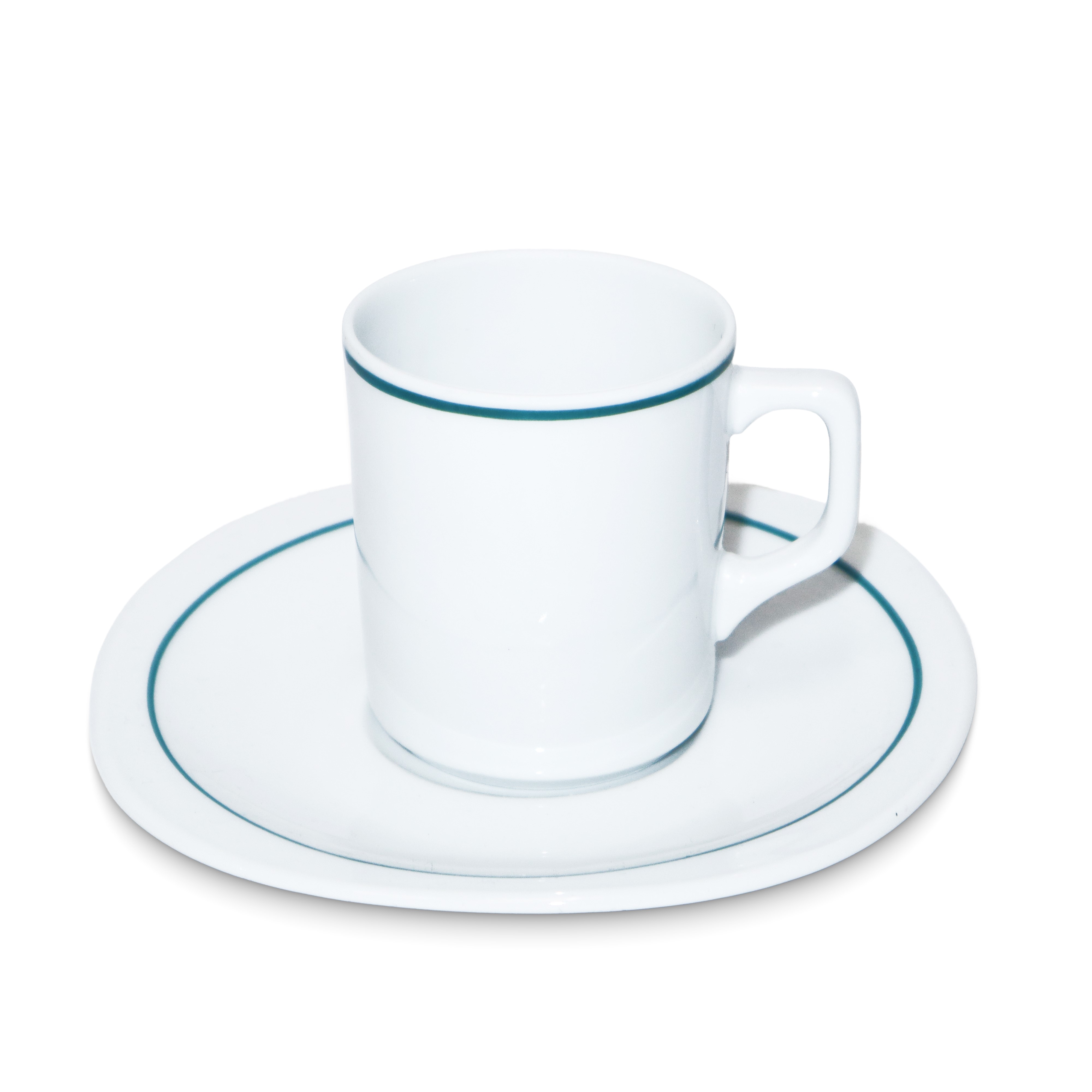 Bernardaud Limoges, France - Bernardaud, Servizio da caffè in stile Decò, bianco con bordo verde