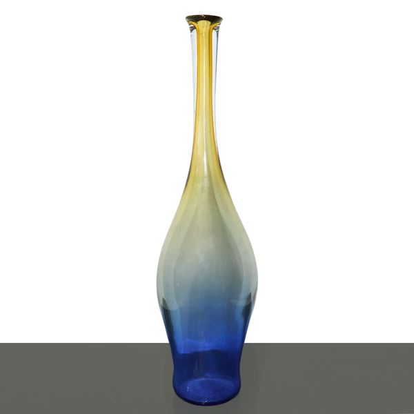 Vaso bottiglia in vetro ambrato e blu
