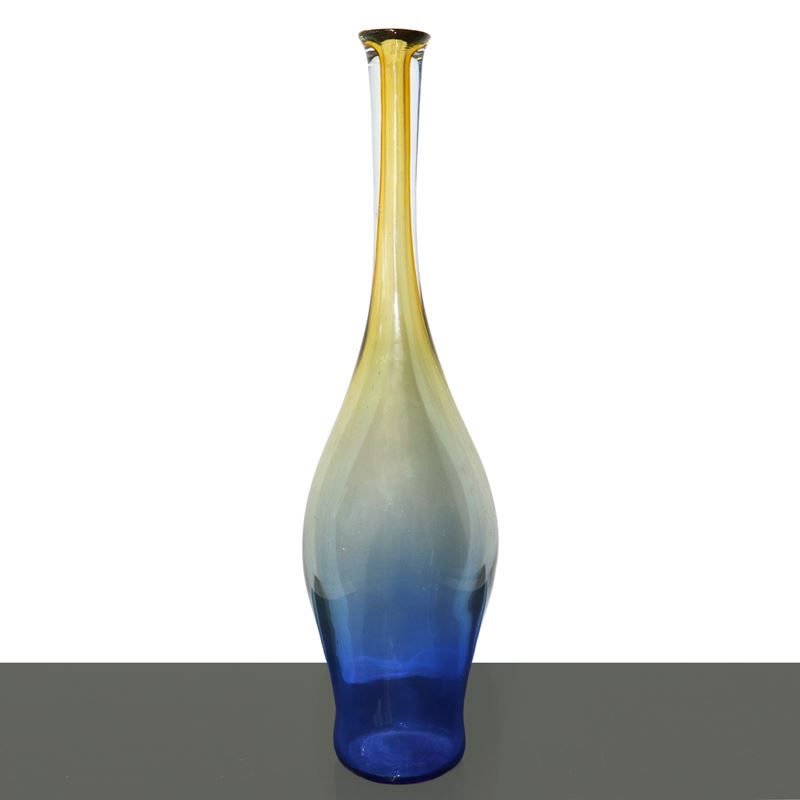 Vaso bottiglia in vetro ambrato e blu