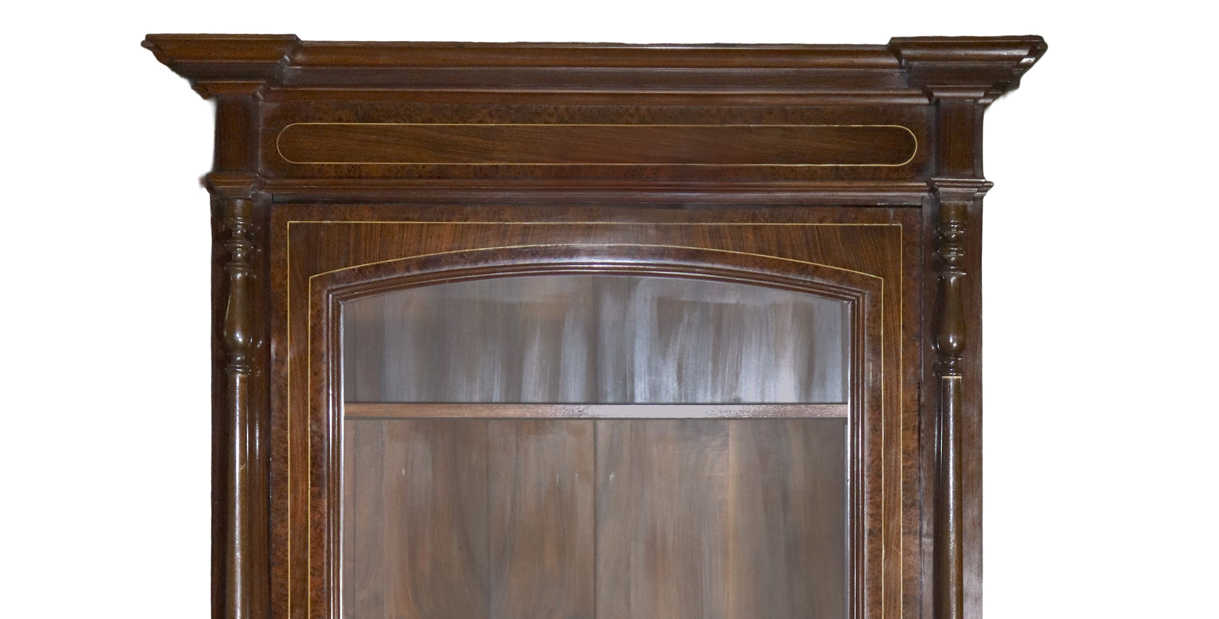 Credenza a Vetri in Palissandro,acero e Bosso con Colonnine ai Lati