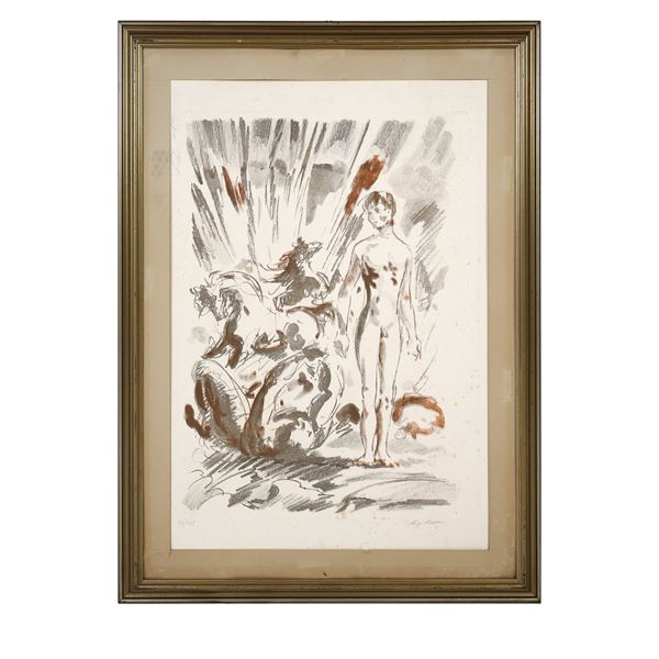 Aligi Sassu - Nude man and horses