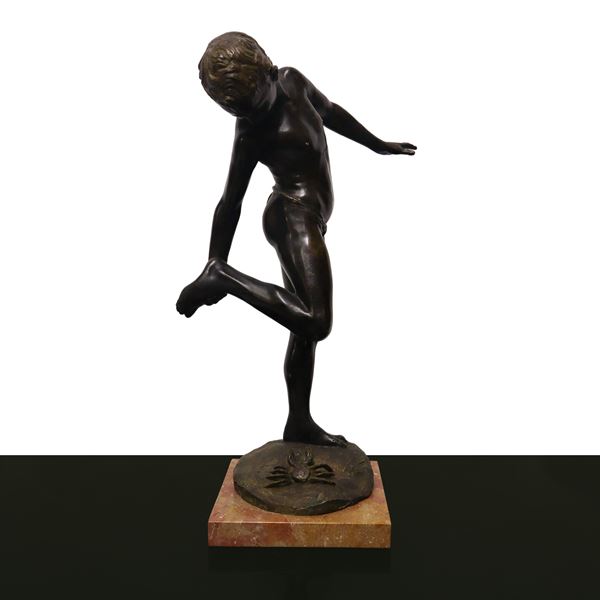 Annibale  De Lotto - Boy bitten by a crab on a marble base
