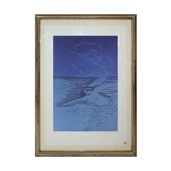 Mimmo German&#224; - Nudo di donna nei toni del  blu
