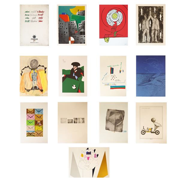 Gi&#242; Pomodoro,Emilio Tadini,Giuliano Ghelli,Severo Pozzati ''Sepo'',Valerio Adami,Mimmo Germana',Sandro  Chia,Fabio De Poli - Collection of 12 lithographs &quot;Italia &#39;90&quot;