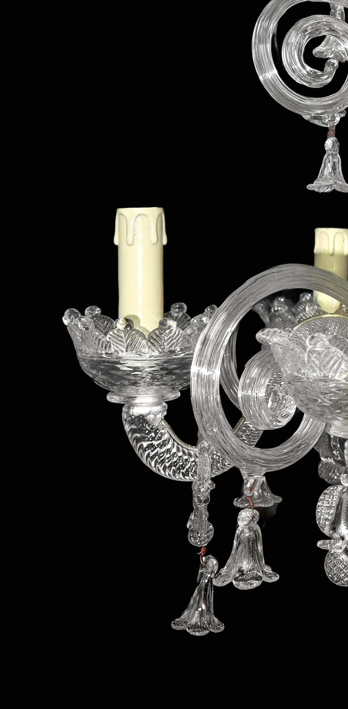 Lampadario a 6 luci IN VETRO DI MURANO CAREZZONICO BIANCO A 6 luci