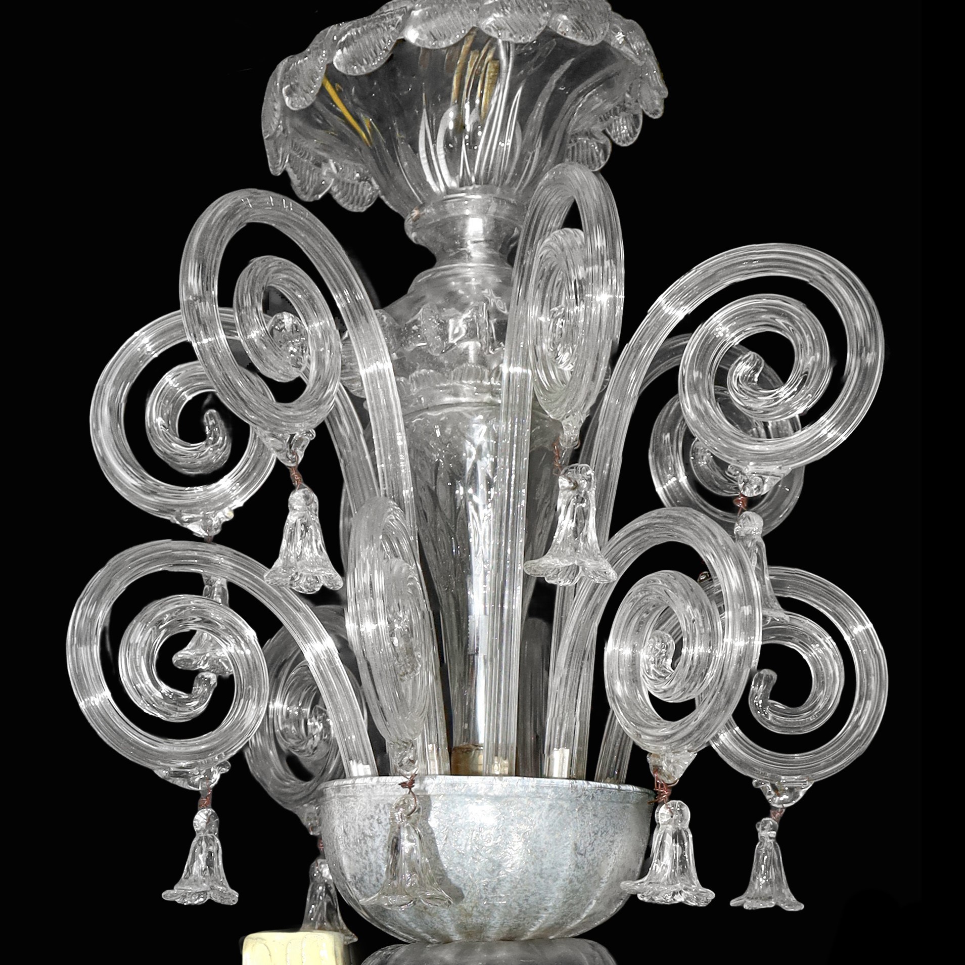 Lampadario a 6 luci IN VETRO DI MURANO CAREZZONICO BIANCO A 6 luci