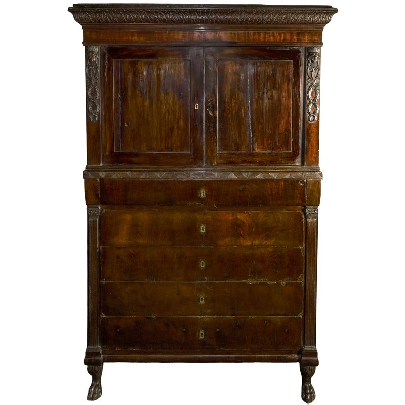 Chiffonier in Piuma di Mogano Impero