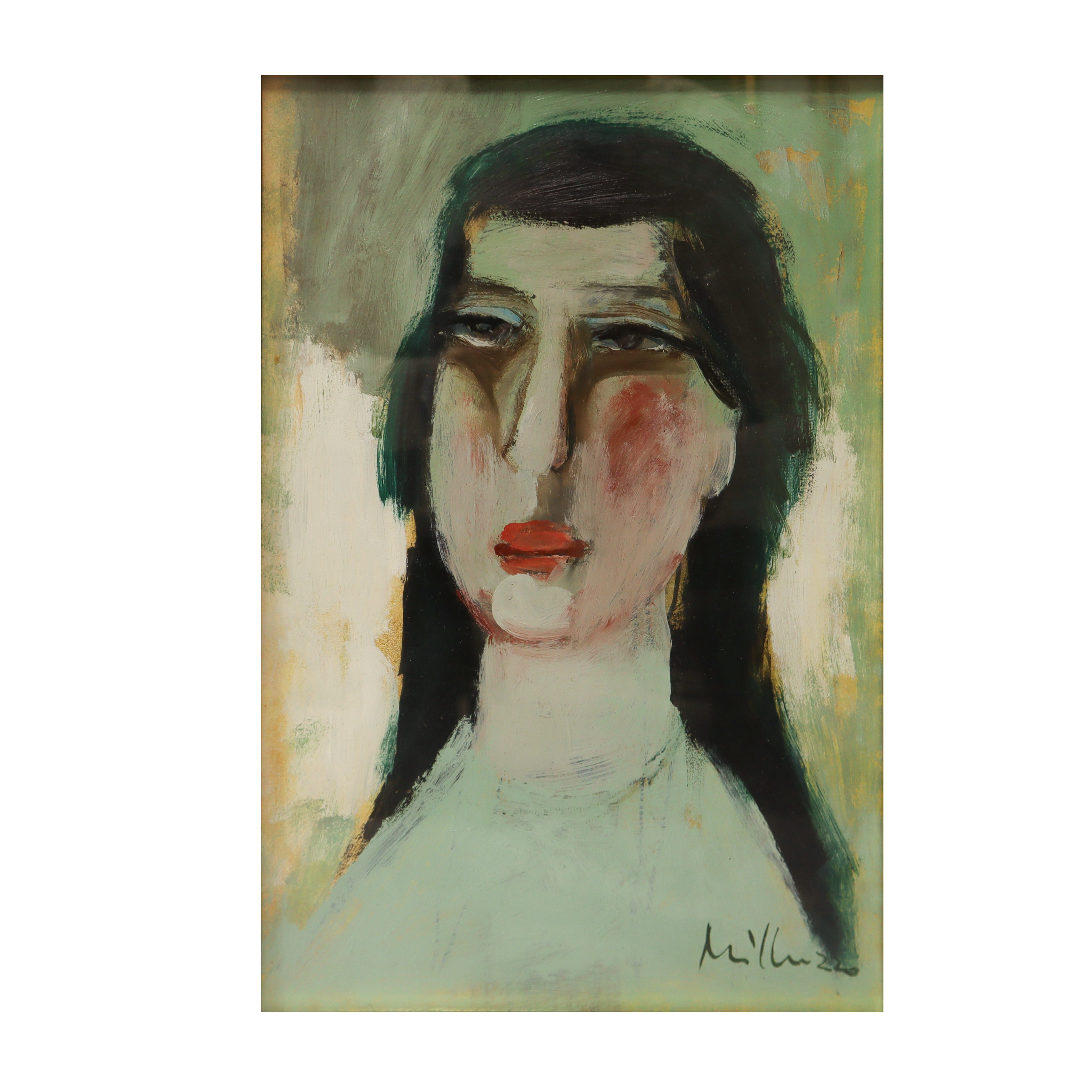 Sebastiano Milluzzo - Volto di donna, olio su tavola