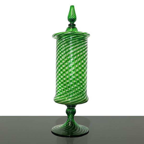 Green Murano Glass Poutiche Vase