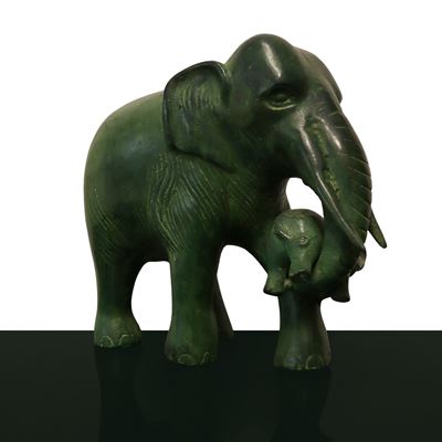 Elefante in Bronzo Patinato Verde