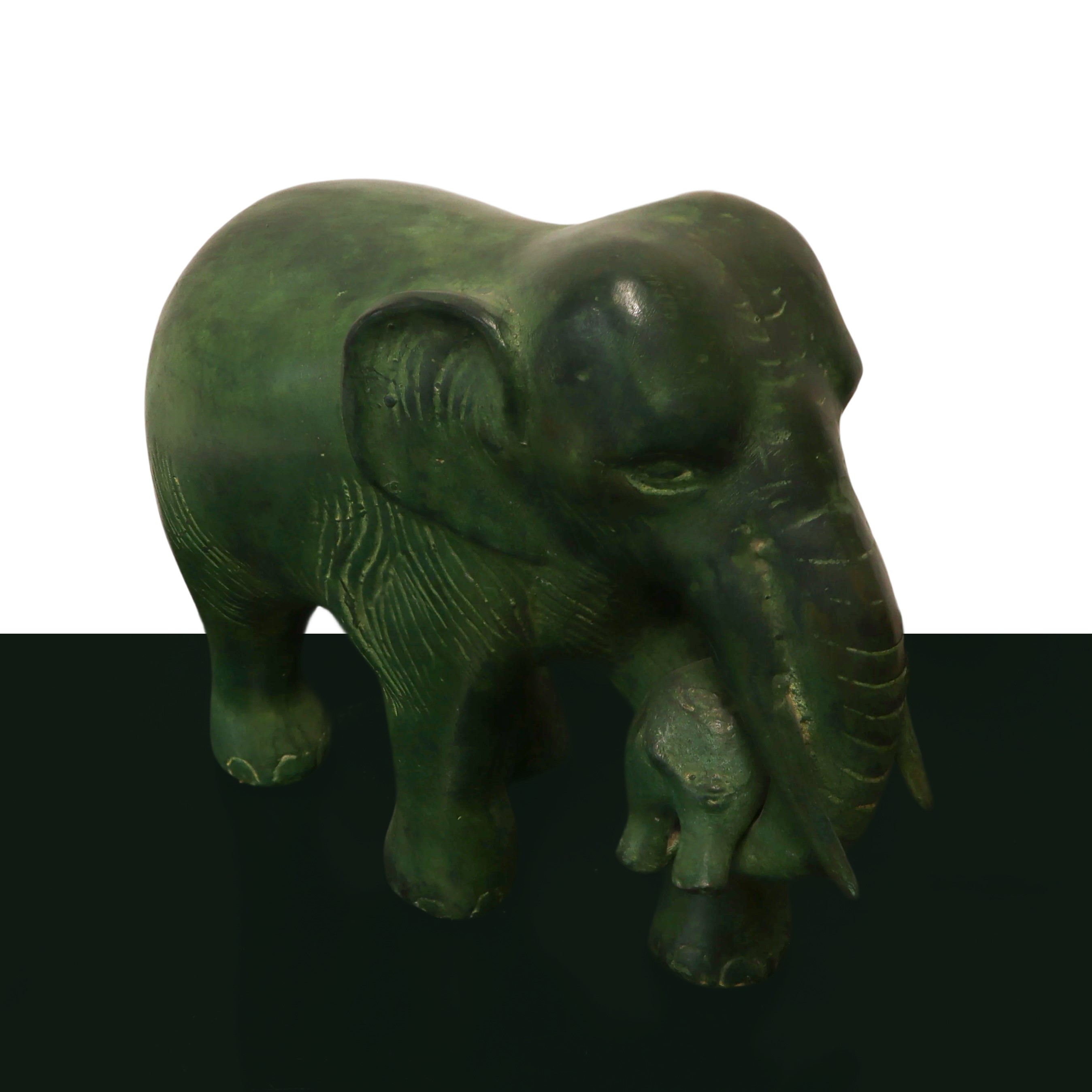 Elefante in Bronzo Patinato Verde