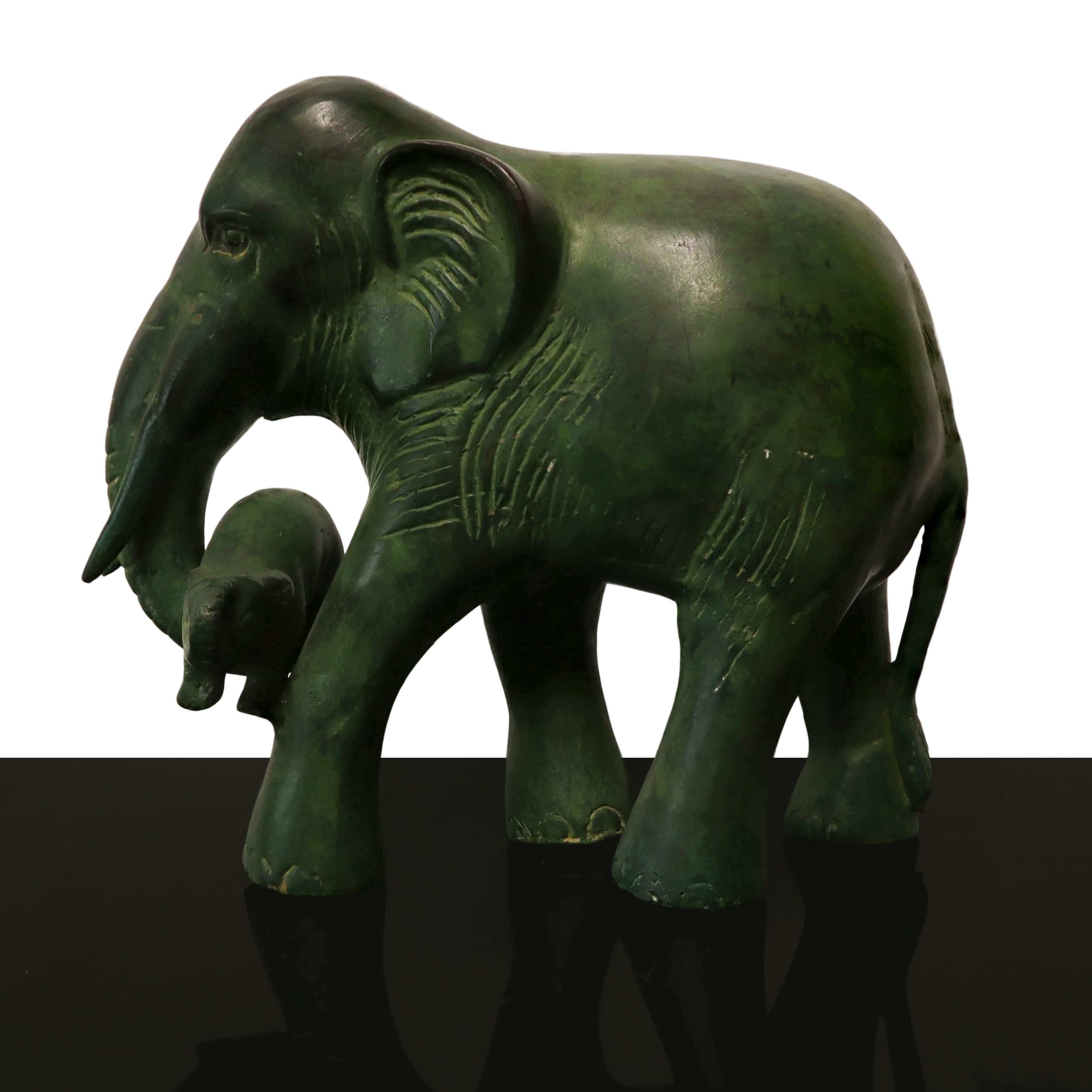 Elefante in Bronzo Patinato Verde