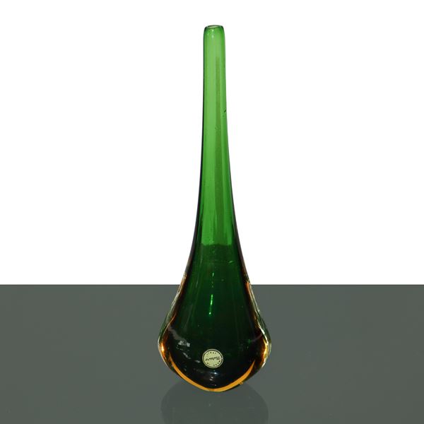 Flavio Poli - Vaso in vetro sommerso di Murano verde