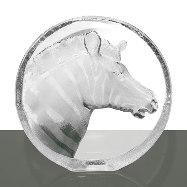 Tondo in cristallo molato con zebra