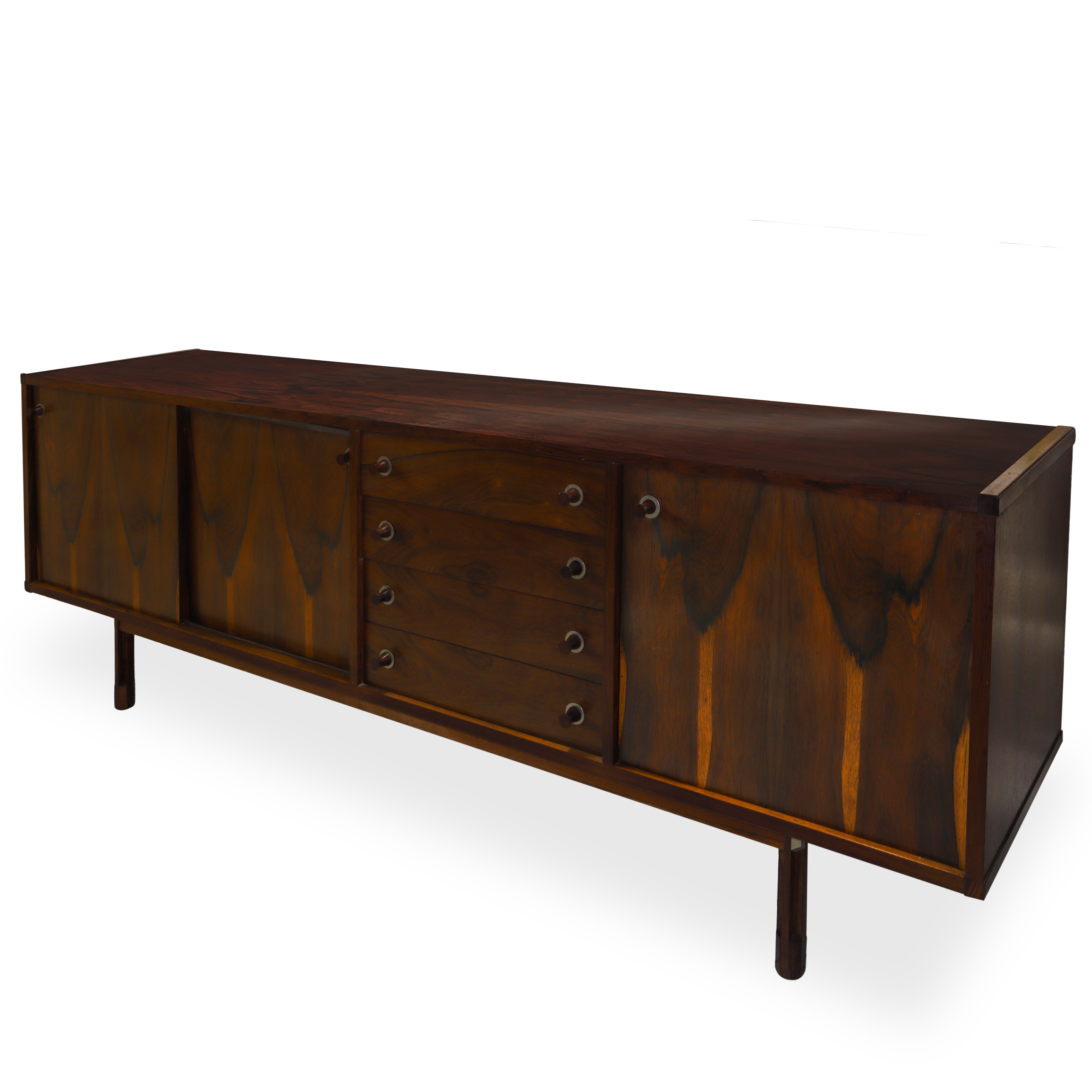 Georges Closing per 3v - Sideboard con Cassetti Centrali e Sportelli in Teak