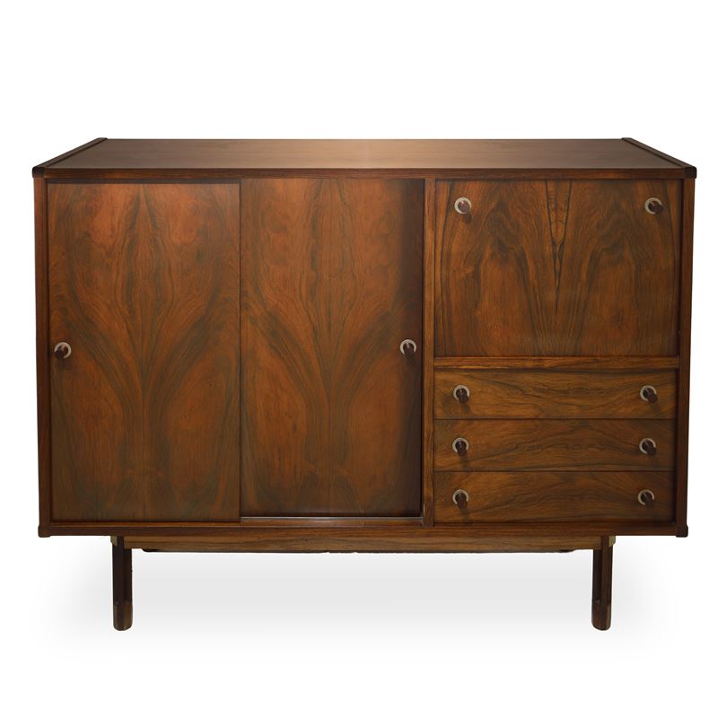 Georges Closing per 3v - Credenza Bassa in Teak con Ante Scorrevoli
