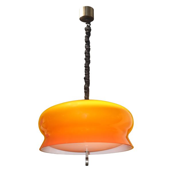 Antonio  Scoccimarro per Adrasteia - Lampadario Alena in plexiglass arancione