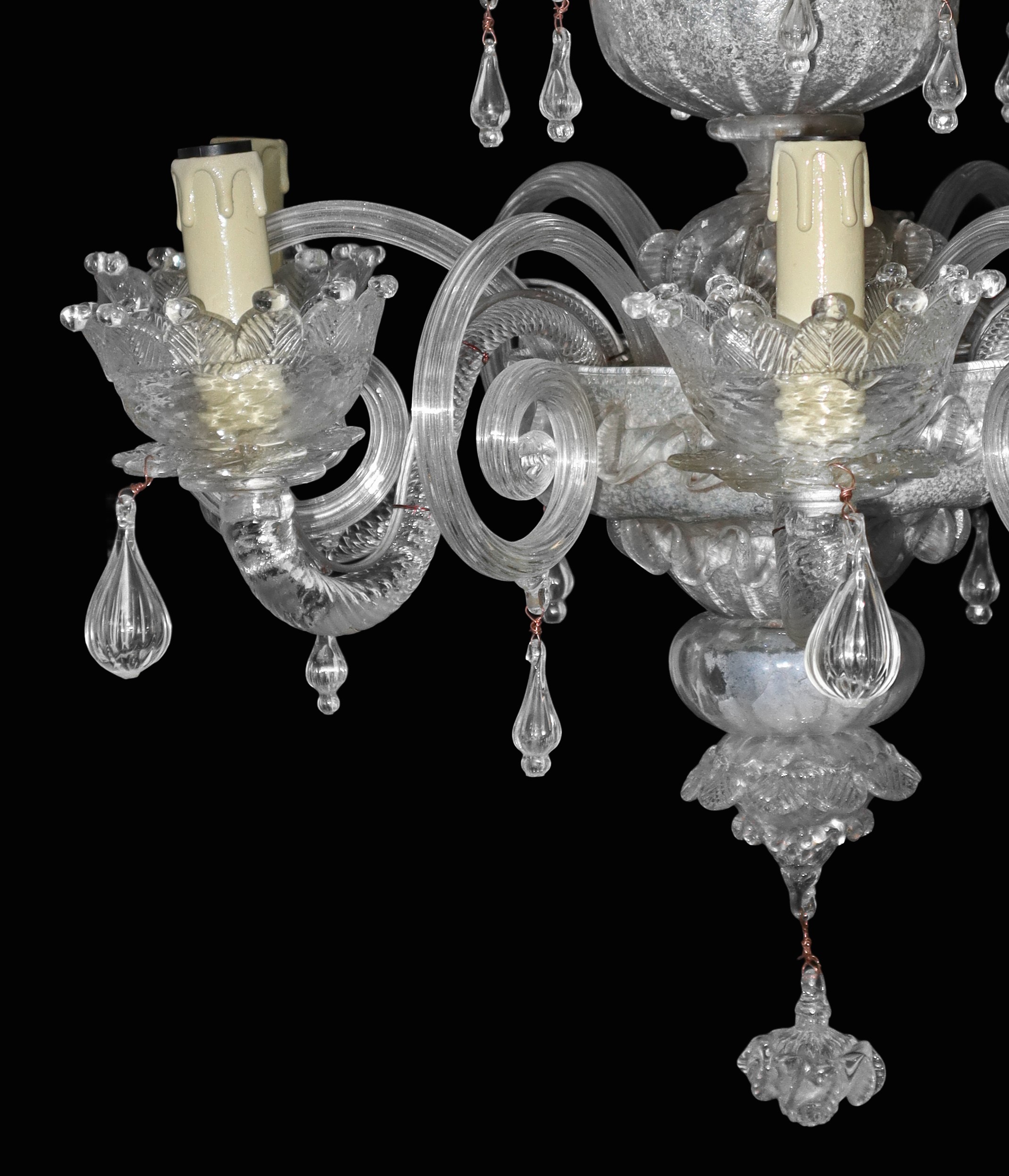 LAMPADARIO A 6 LUCI IN VETRO DI MURANO CAREZZONICO BIANCO A 6 LUC