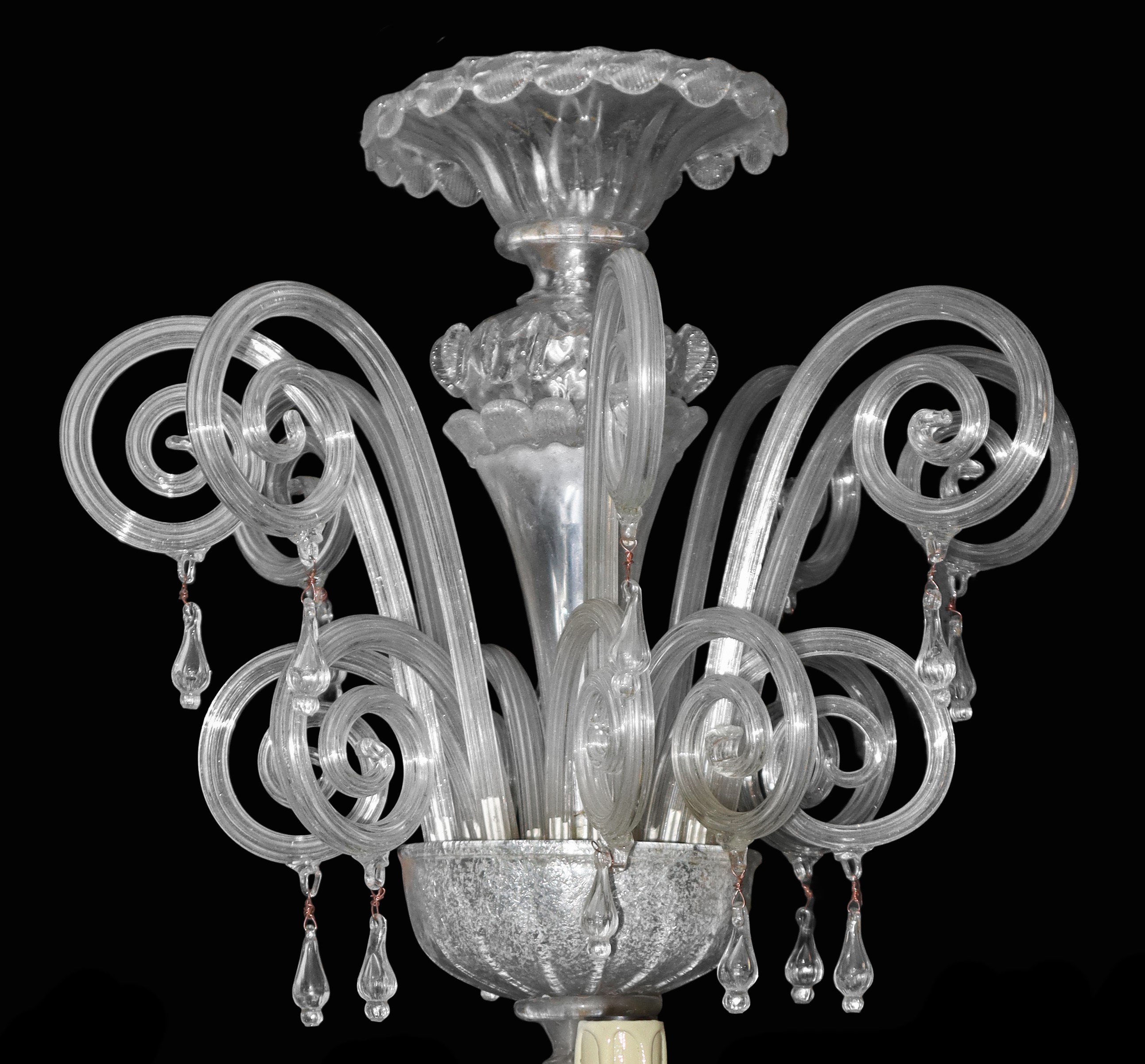 LAMPADARIO A 6 LUCI IN VETRO DI MURANO CAREZZONICO BIANCO A 6 LUC