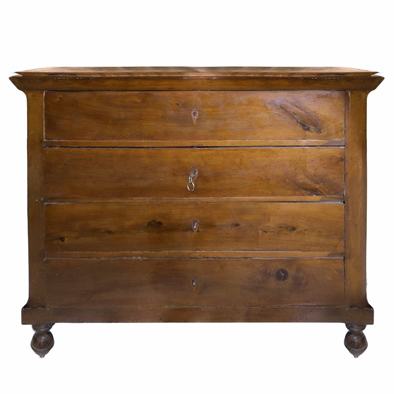 Cassettone in Legno di Noce 4 Cassetti con Piedi Anteriori a Pigna e Posteriori Troncopiramidali ...