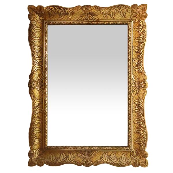 Tray mirror in chiseled and gilded wood with mecca