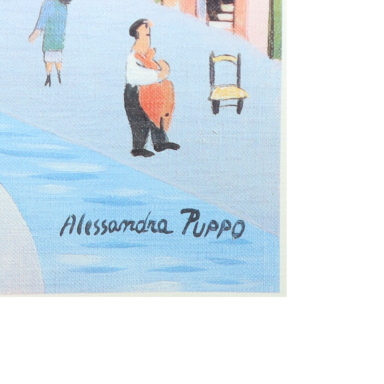 Alessandra Puppo - Paese sul Mare con Barca a Vela, Naif