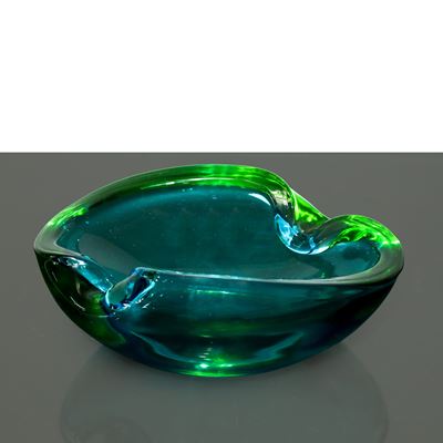 Ciotola Decorativa in Vetro di Murano Sommerso di Colore Verde