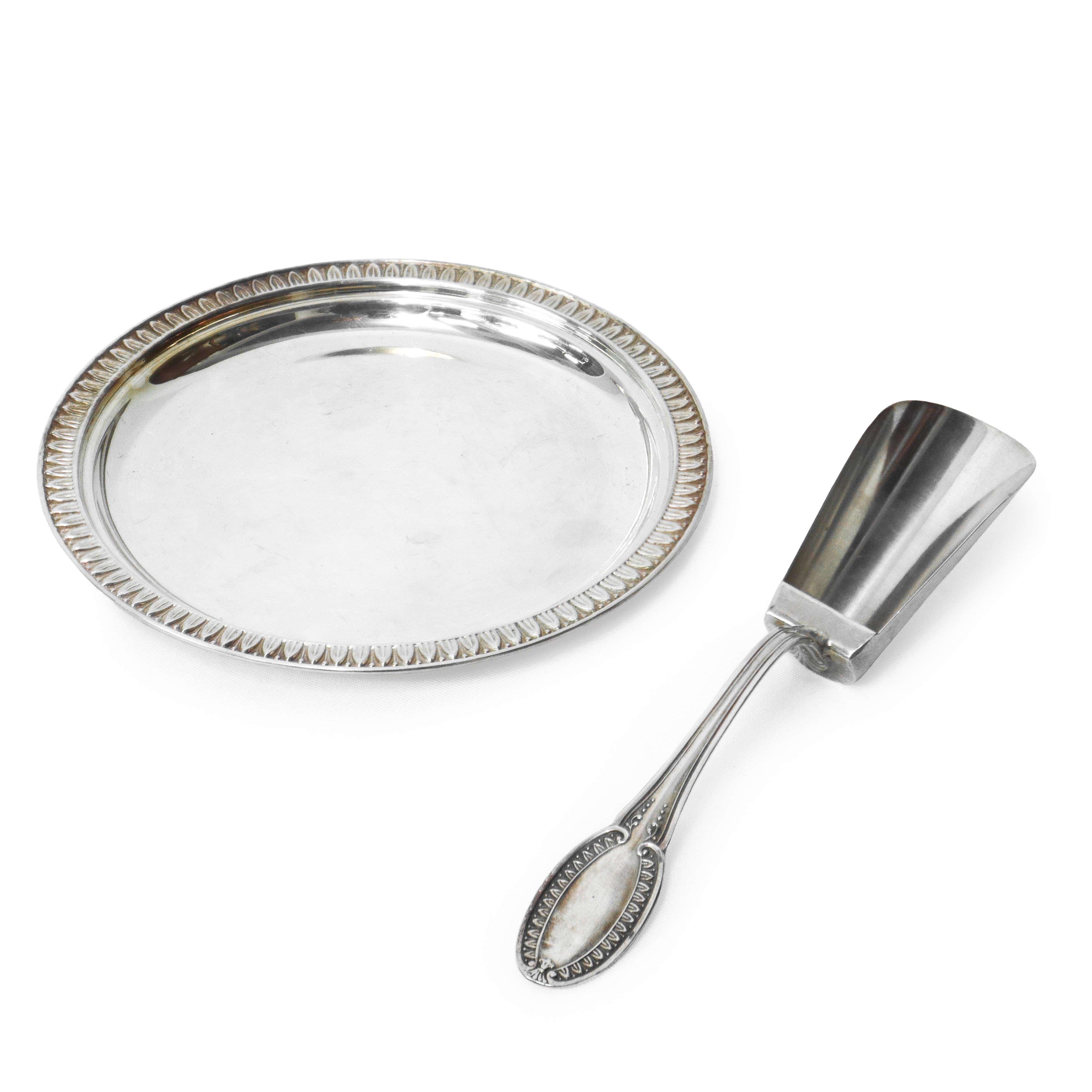 Candeliere a 5 luci (braccio rotto) sottobicchiere e cucchiaino in argento 800