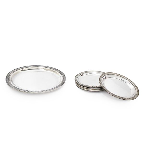 Bottle coaster and 6 coasters in 800 silver