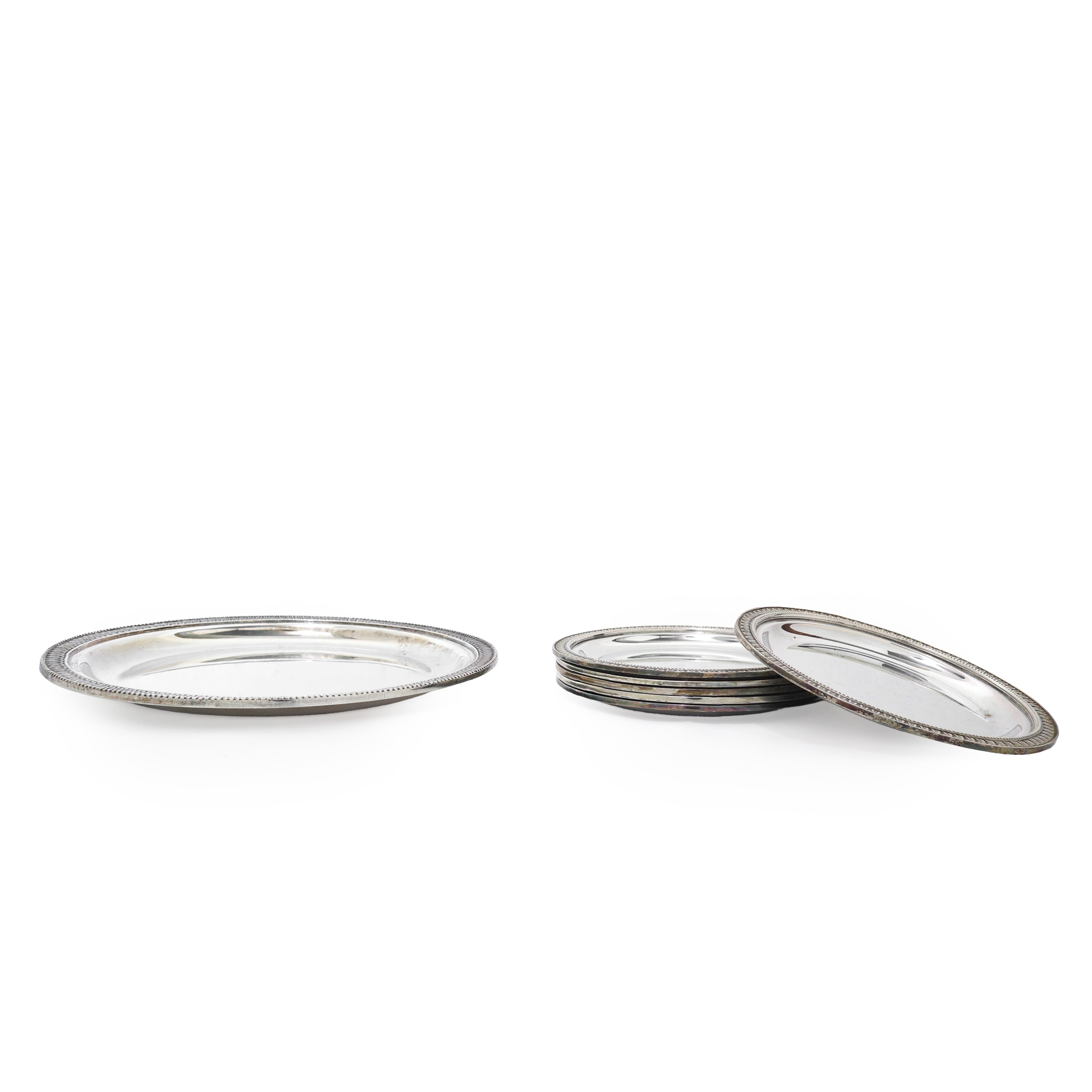 Sottobottiglia e n°6 sottobicchieri in argento 800