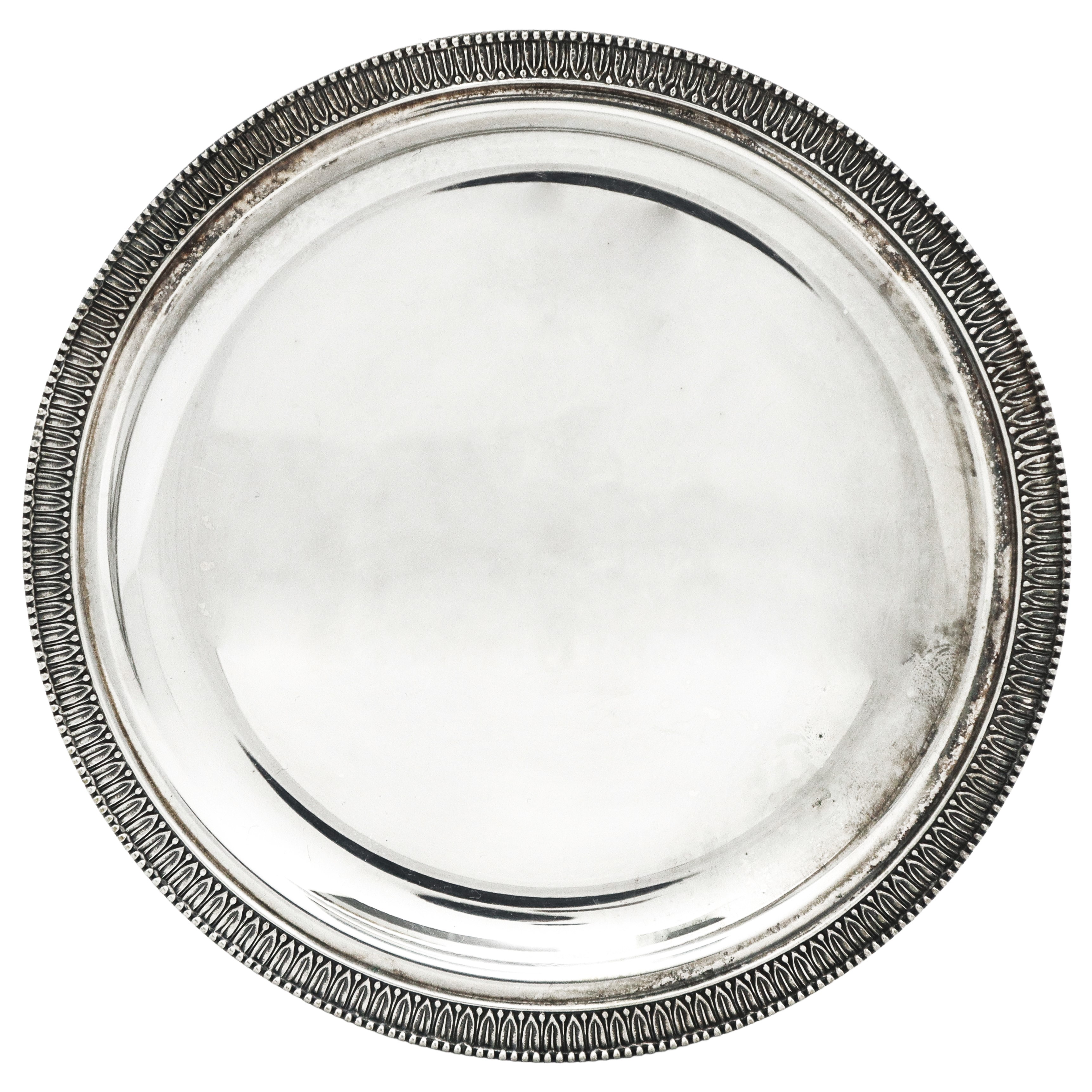 Sottobottiglia e n°6 sottobicchieri in argento 800