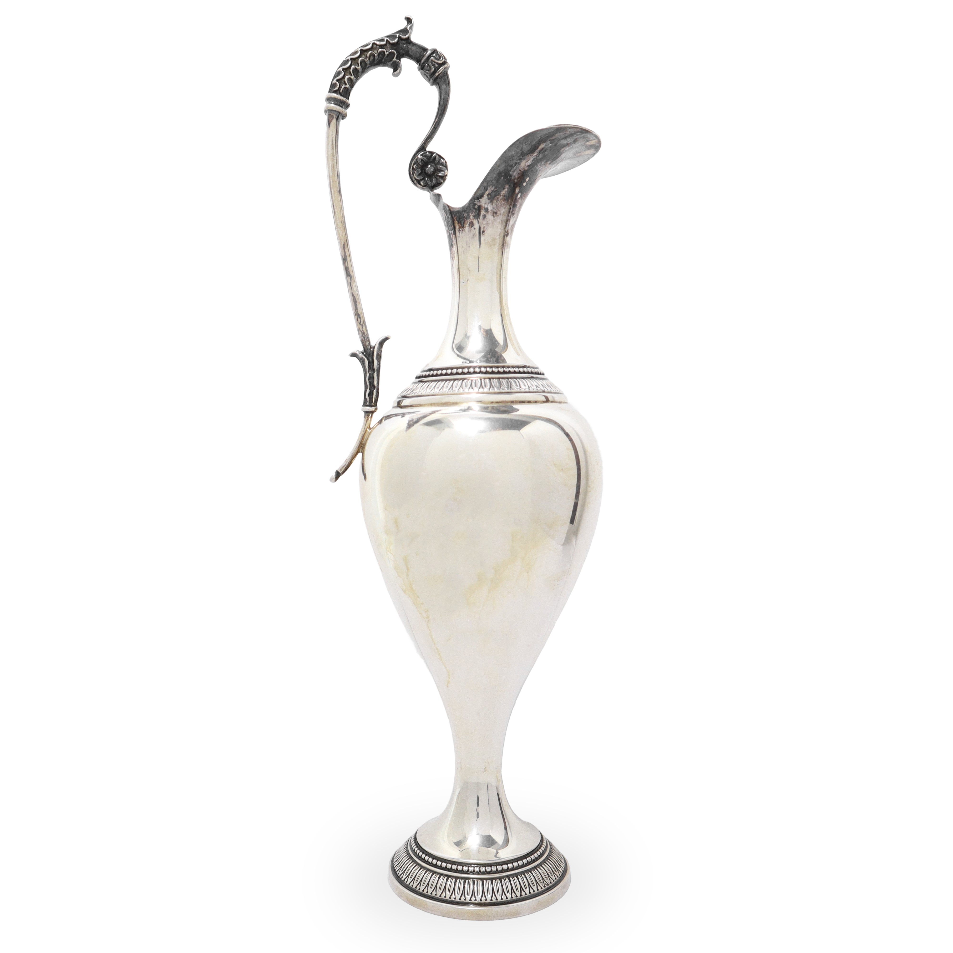 Anfora con vassoio stile impero in argento 800