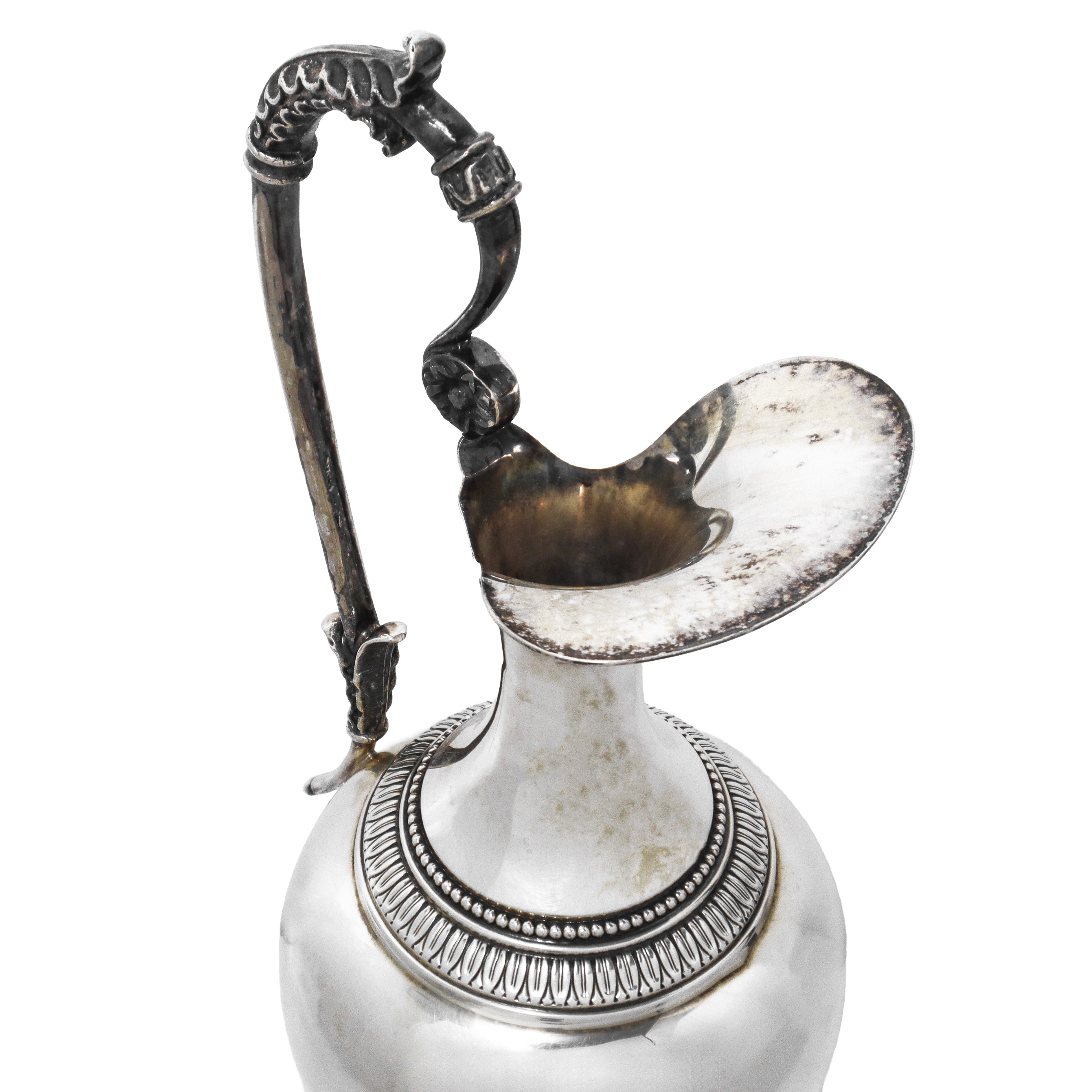 Anfora con vassoio stile impero in argento 800