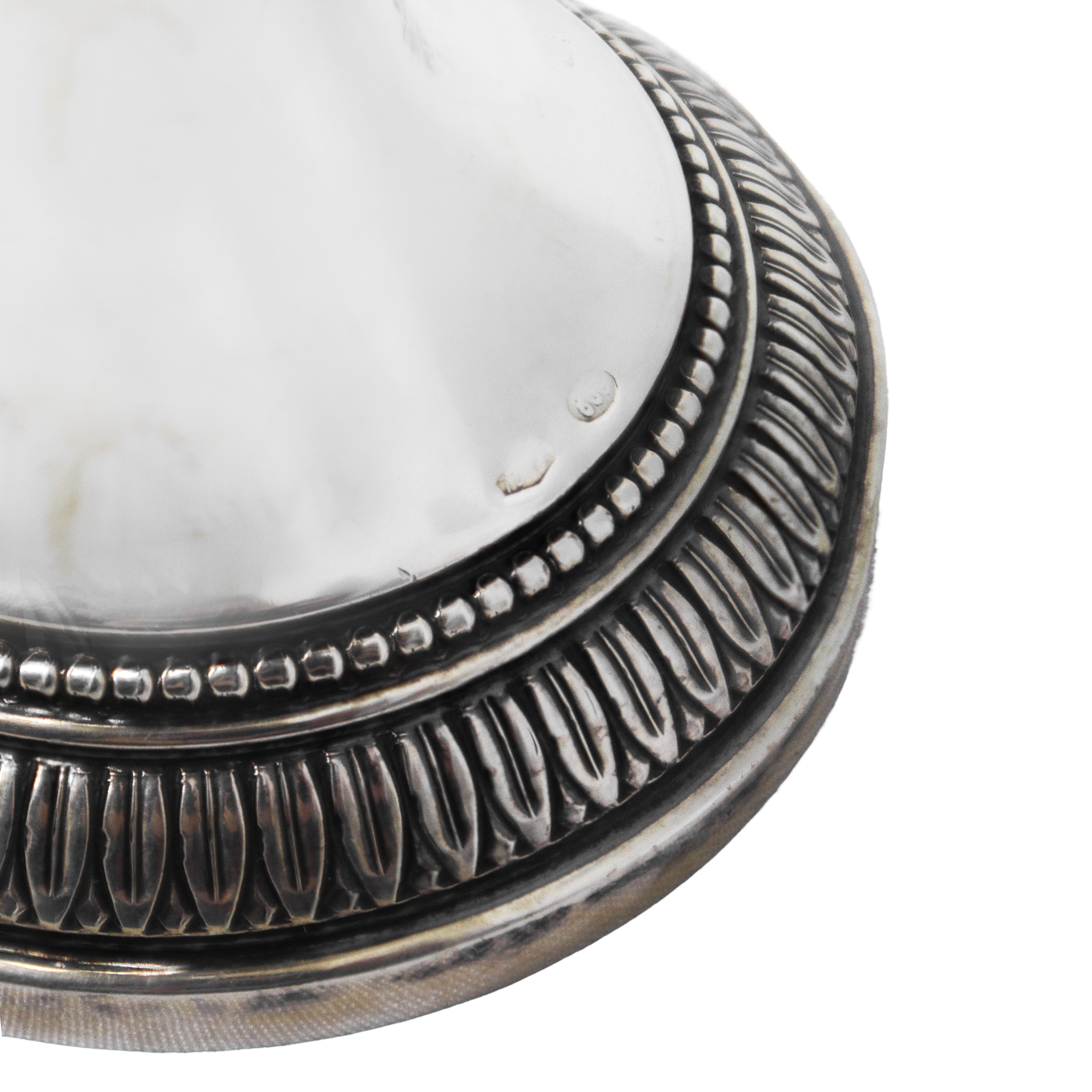 Anfora con vassoio stile impero in argento 800