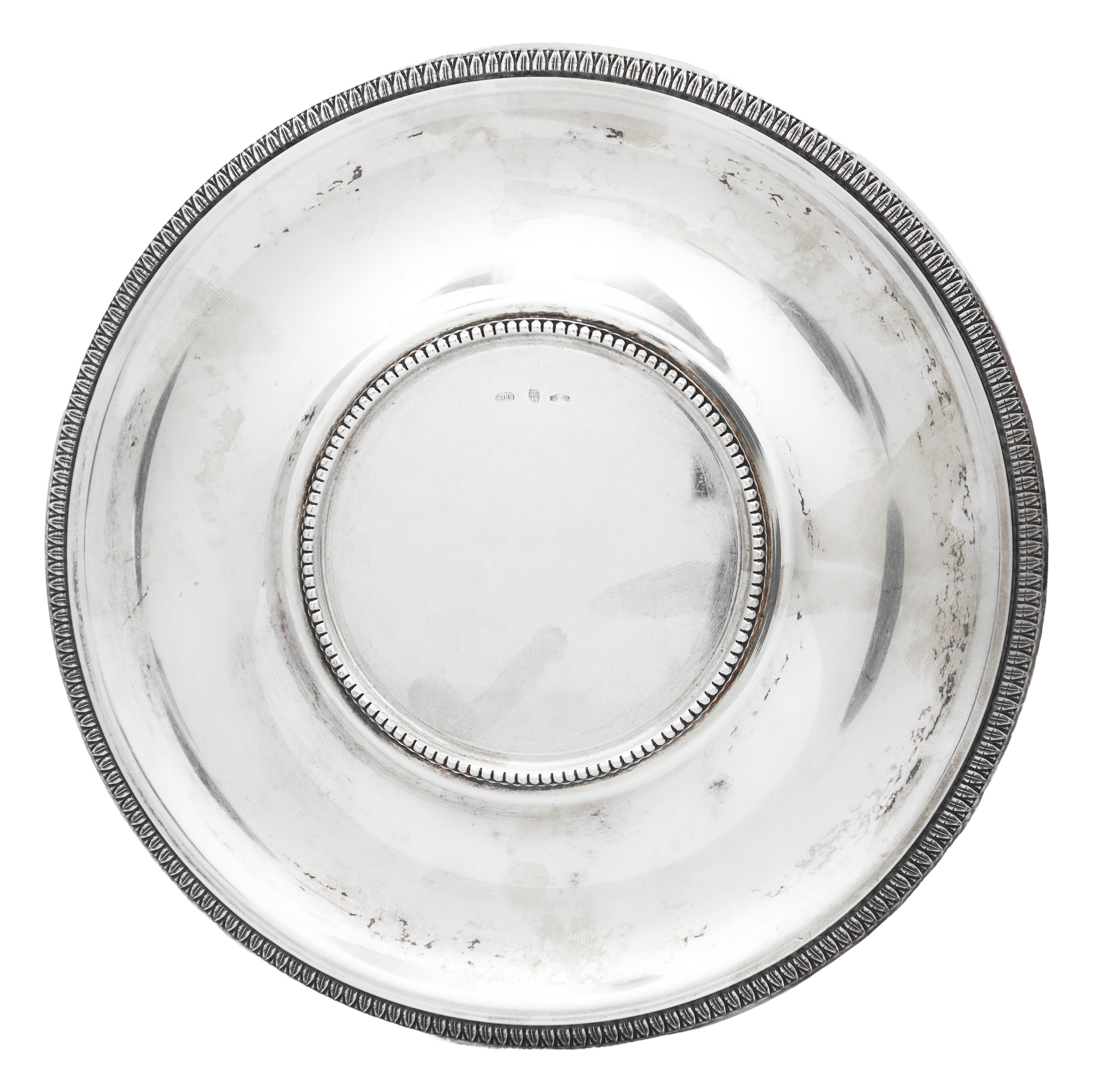 Anfora con vassoio stile impero in argento 800