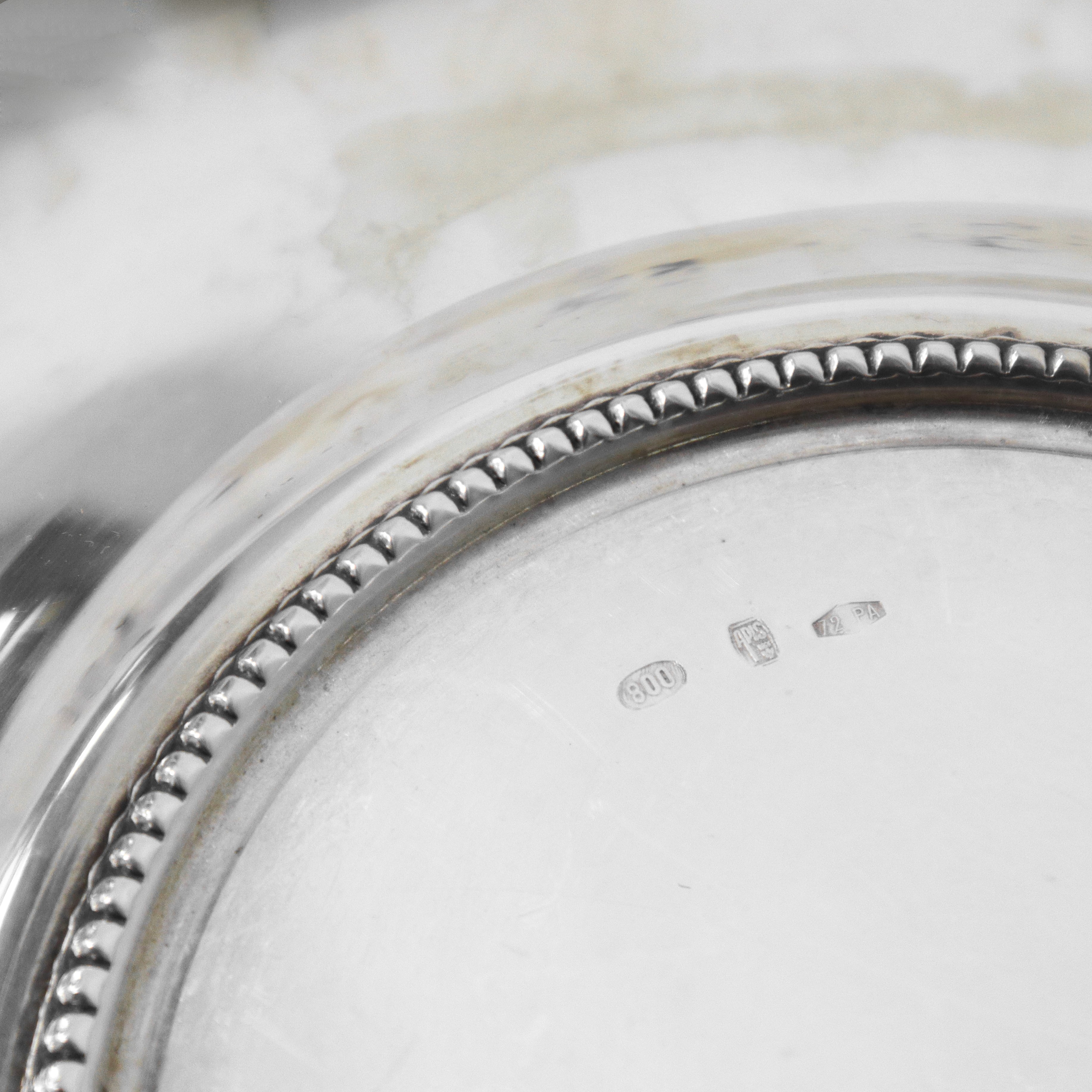 Anfora con vassoio stile impero in argento 800