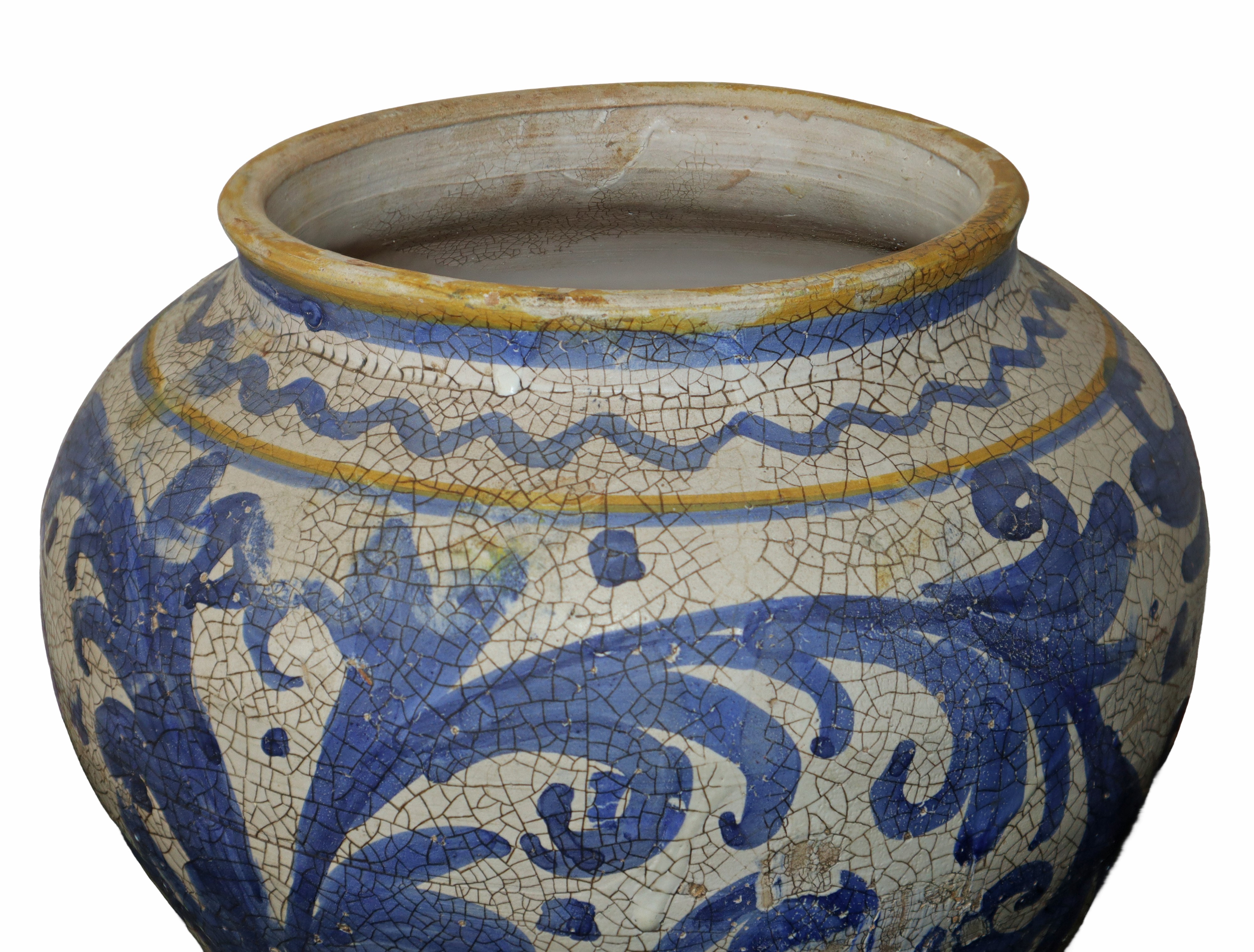 Vaso di Caltagirone fondo bianco disegni blu