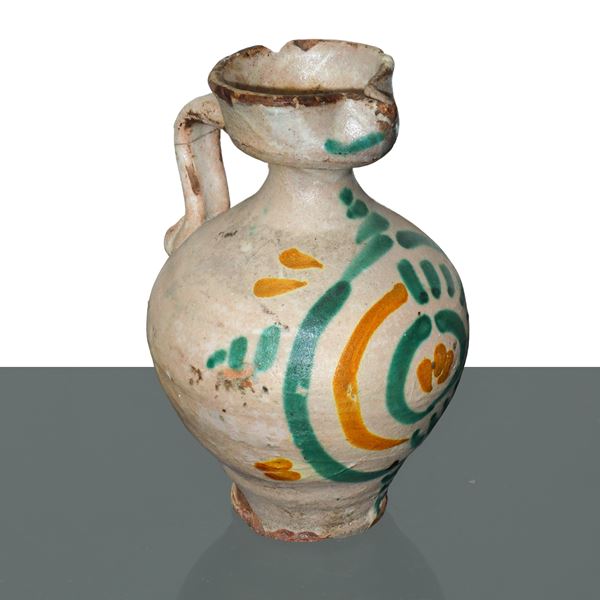 Orciolo in ceramica di Caltagirone dipinto policromo