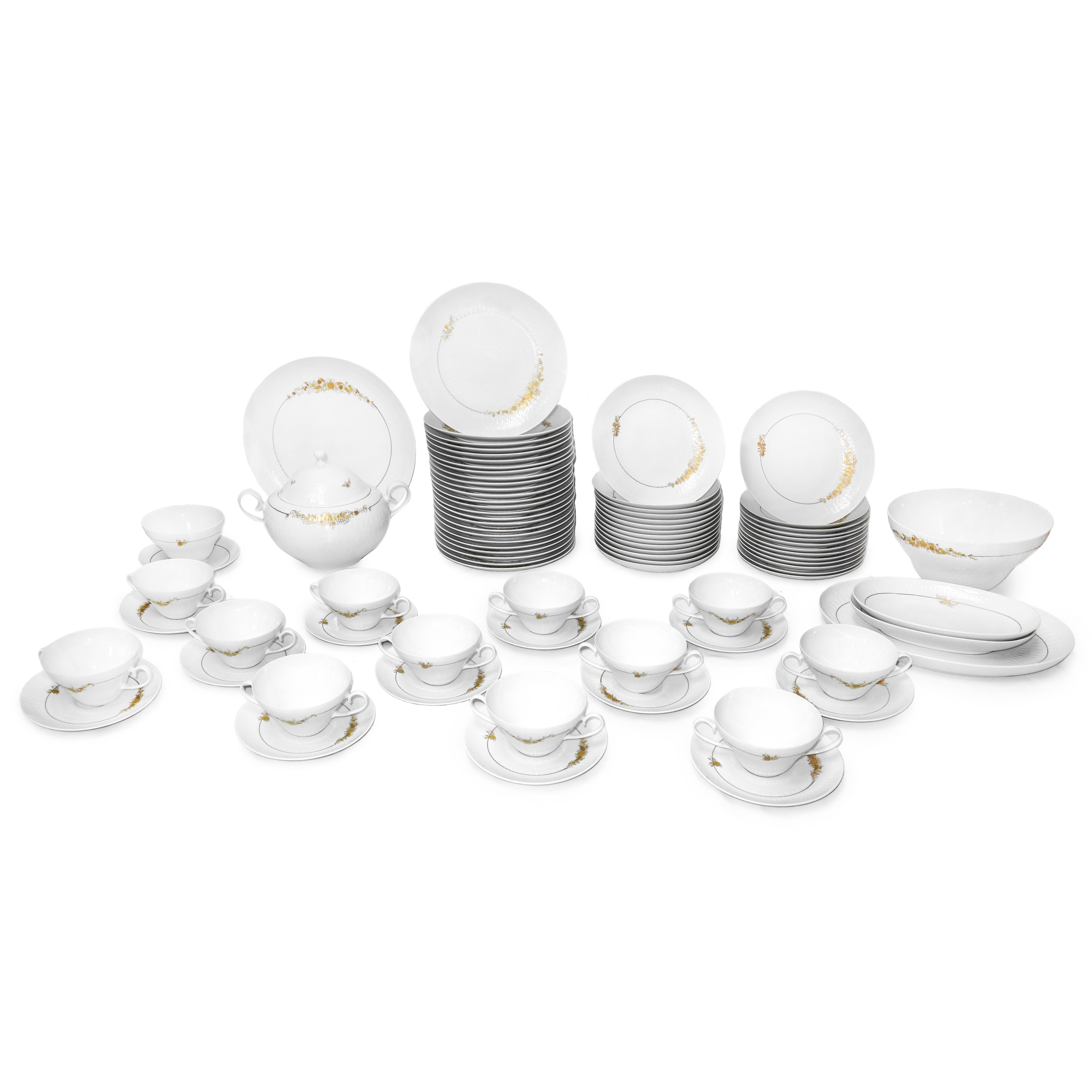 Servizio di piatti Rosenthal Studio-linie Bianco con decori floreali oro