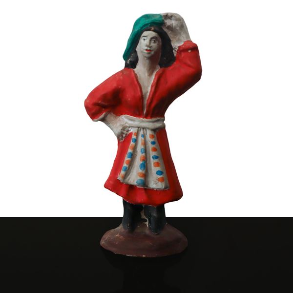 Mario Iudici,Giacomo Iudici - Fischietto , donna in abito rosso e cappello