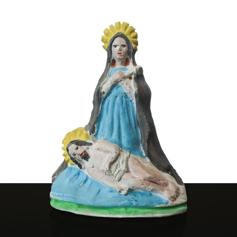 Fischetto in Ceramica di Caltagirone, Gesù e la Madonna