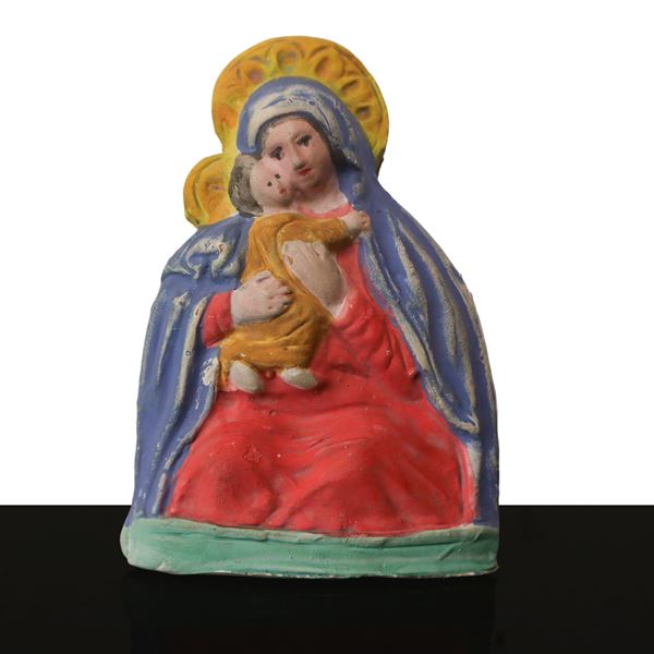 Ceramiche Bonanno - Fischietto in terracotta nella guisa di Madonna e bambino