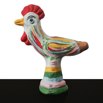 Fischietto raffigurante galletto, ceramica, h cm 14 x 12