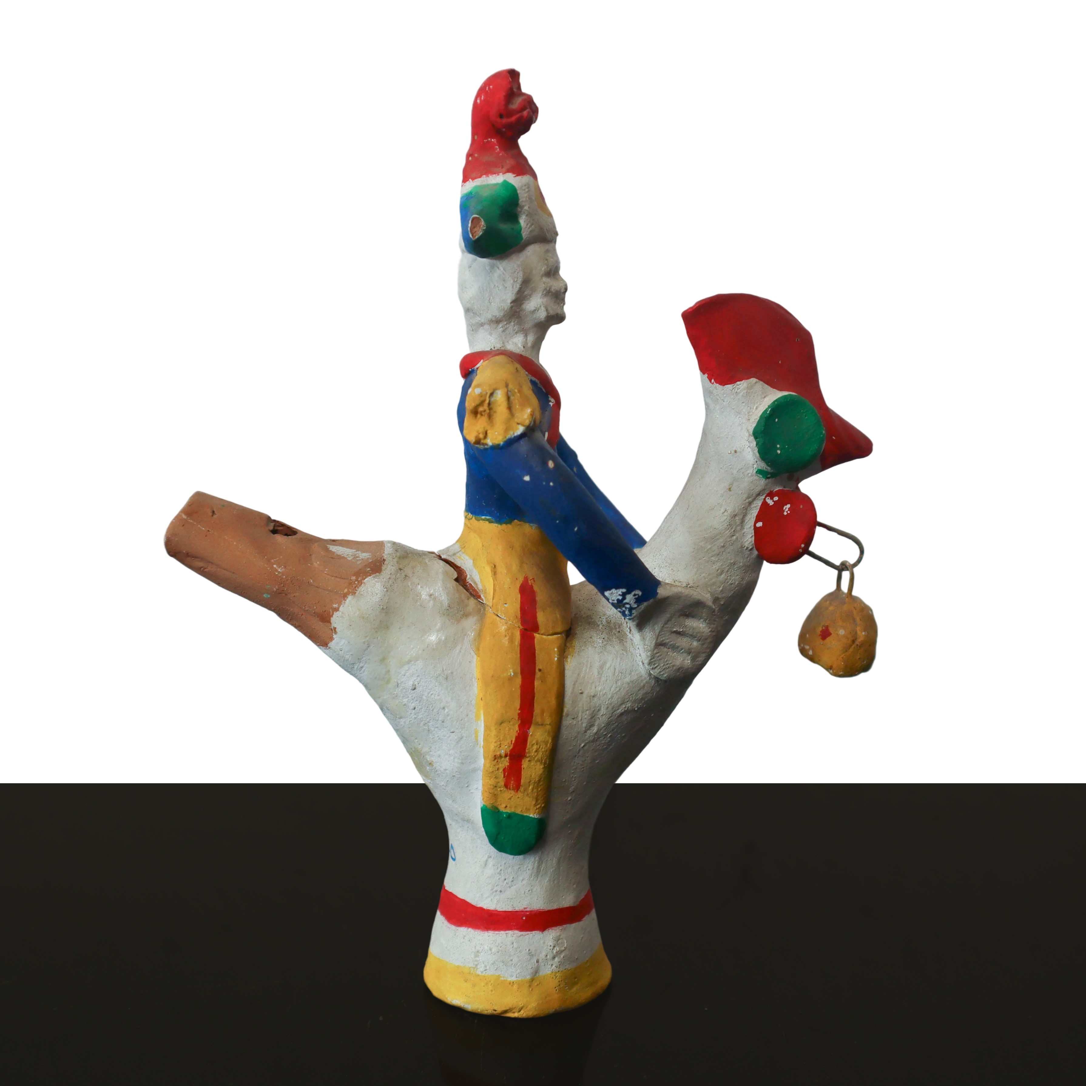 Niglio Ceramiche - Fischietto Policromo a Guisa di Soldato su Gallina